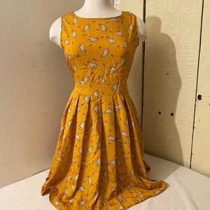 L.A. Soul Womens Size Small‎ Yellow Alpaca Print Sleeveless Fit & Flare Dress